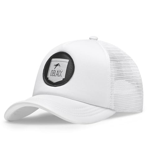 Oblack Gorras niño Blanca Classic Kids Total White Gorras Mujer Beisbol Ajustable con Visera Acolchada y Rejilla Negra - Gorra Trucker Adolescentes