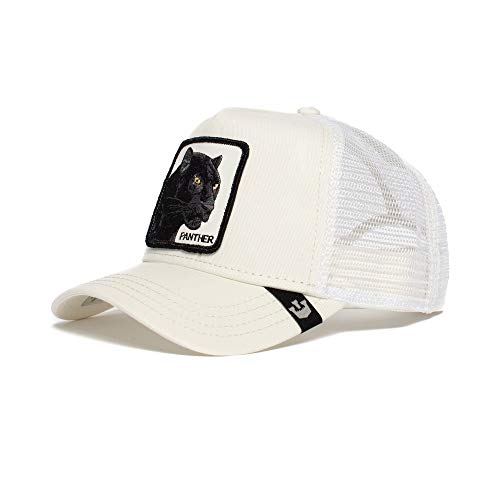 Goorin Bros The Farm - Gorra Trucker para hombre, gorra de béisbol con cierre a presión, diseño de pantera, color marfil, Blanco, talla única
