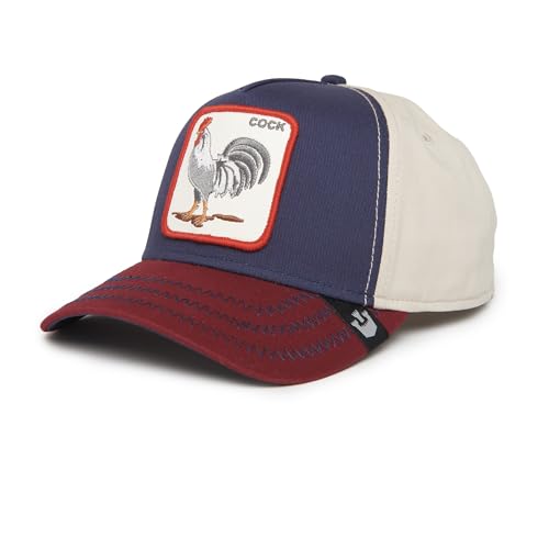 Goorin Bros All American Rooster Cock Gallo Azul Burdeos Beige Gorra Snapback Ajustable