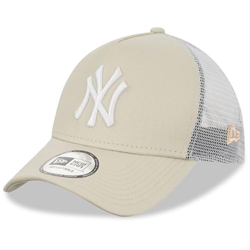 New Era New York Yankees MLB League Essential Beige Blanco A-Frame Gorra de Camionero Ajustable