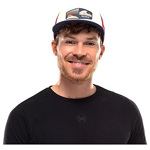 Buff | Gorra Trucker Hombre Mujer Adulto Ajustable, Comoda, Transpirable, Calidad, Moderna, Aire Libre, L/XL, Blanco Rojo