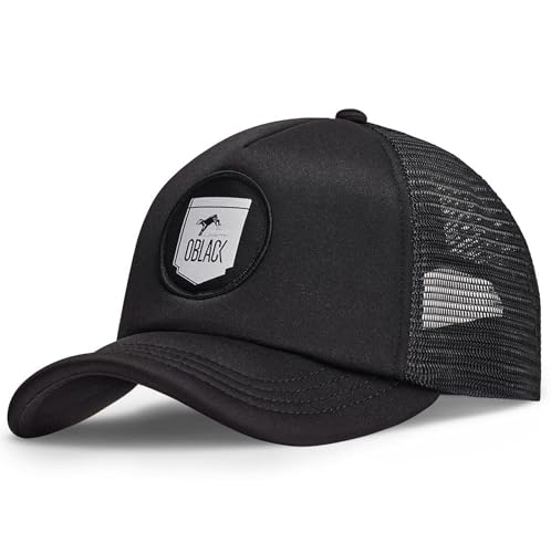 Oblack Gorras niño Negra Classic Kids Total Black Gorras Mujer Beisbol Ajustable con Visera Acolchada y Rejilla Negra - Gorra Trucker Adolescentes