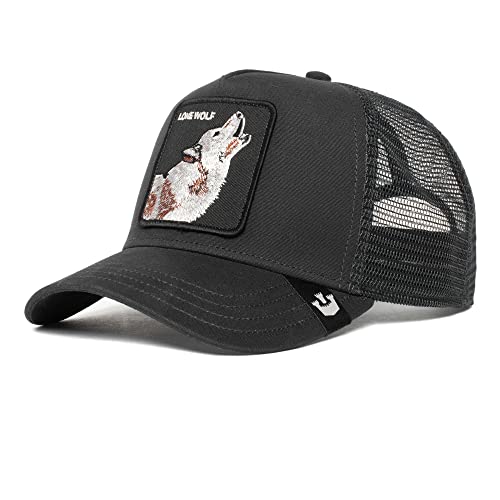 Goorin Bros. The Farm Gorra de camionero ajustable a presión, Black Lone Wolf, talla única