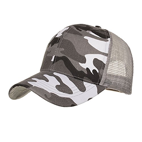 Gorra de camionero para niños, gorra de malla de camuflaje de hip hop, gorras casuales de verano para hombre, gorra de béisbol, lobo, gris, Talla única