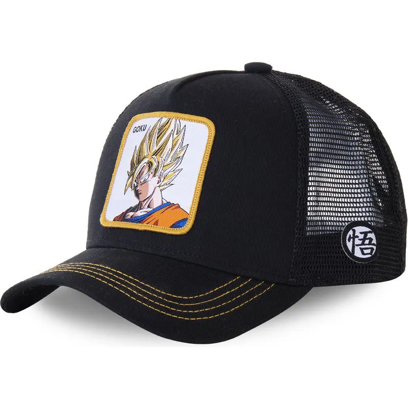 gorra trucker negra son goku dragon ball capslab
